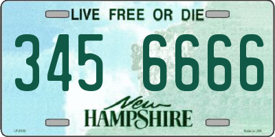 NH license plate 3456666