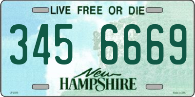 NH license plate 3456669