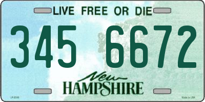 NH license plate 3456672