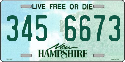 NH license plate 3456673