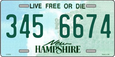 NH license plate 3456674