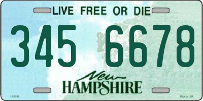 NH license plate 3456678