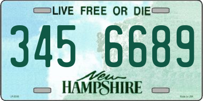 NH license plate 3456689