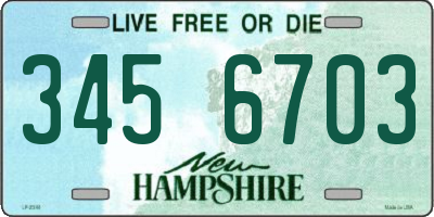 NH license plate 3456703