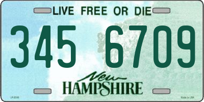 NH license plate 3456709