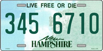 NH license plate 3456710