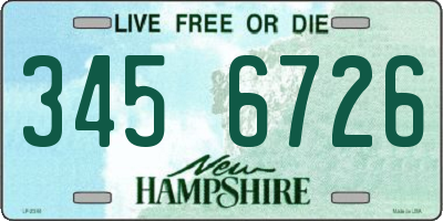 NH license plate 3456726