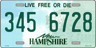 NH license plate 3456728