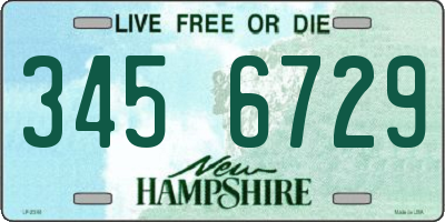 NH license plate 3456729