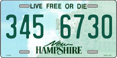 NH license plate 3456730