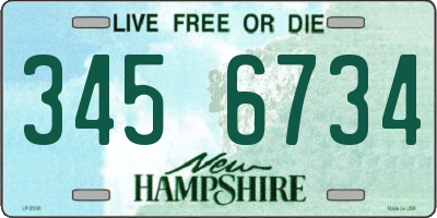 NH license plate 3456734