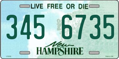 NH license plate 3456735