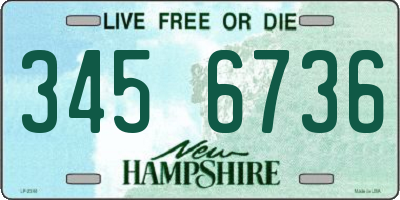 NH license plate 3456736