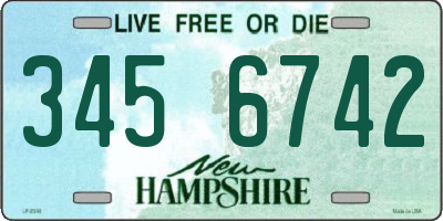 NH license plate 3456742