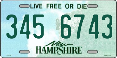 NH license plate 3456743