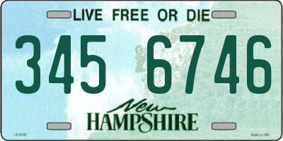 NH license plate 3456746