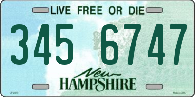 NH license plate 3456747