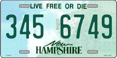 NH license plate 3456749
