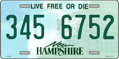 NH license plate 3456752