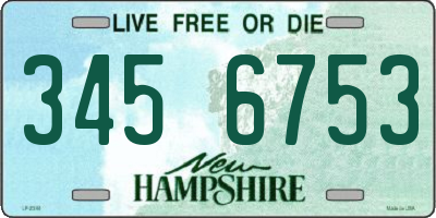 NH license plate 3456753