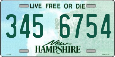 NH license plate 3456754