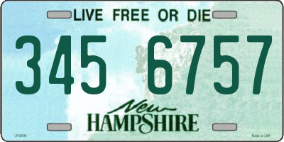 NH license plate 3456757