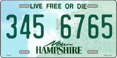 NH license plate 3456765