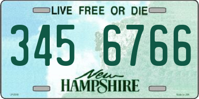 NH license plate 3456766