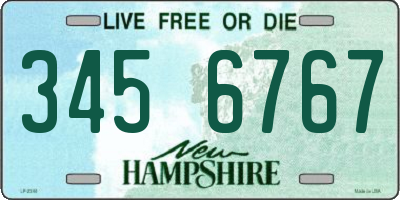 NH license plate 3456767