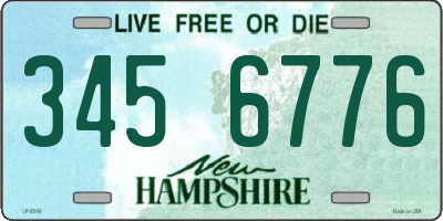 NH license plate 3456776