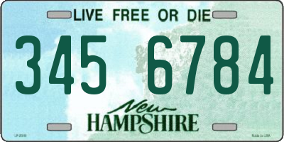 NH license plate 3456784
