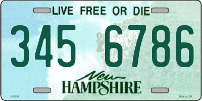 NH license plate 3456786