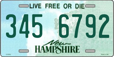 NH license plate 3456792