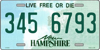 NH license plate 3456793