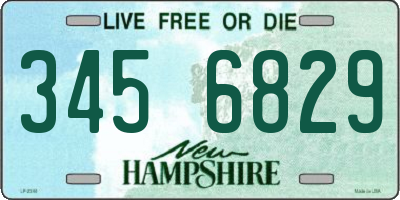 NH license plate 3456829