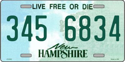 NH license plate 3456834
