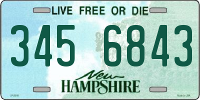 NH license plate 3456843