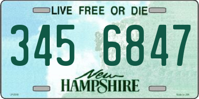 NH license plate 3456847