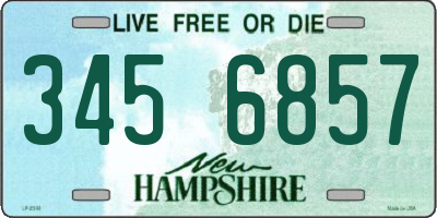 NH license plate 3456857