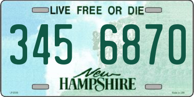 NH license plate 3456870