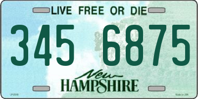 NH license plate 3456875