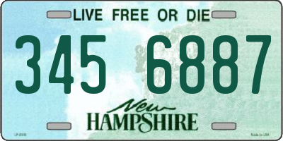 NH license plate 3456887