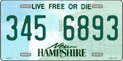 NH license plate 3456893