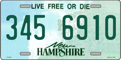 NH license plate 3456910