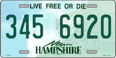 NH license plate 3456920