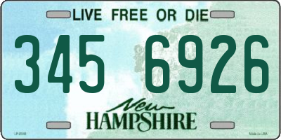 NH license plate 3456926