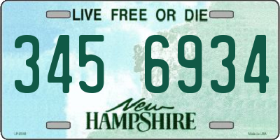 NH license plate 3456934