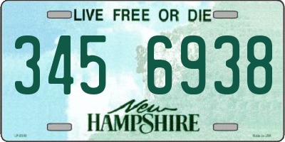NH license plate 3456938