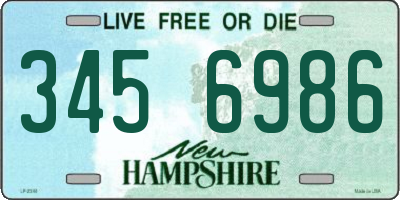 NH license plate 3456986