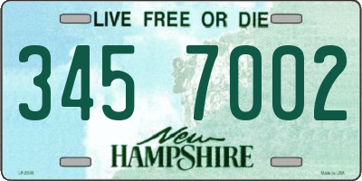 NH license plate 3457002